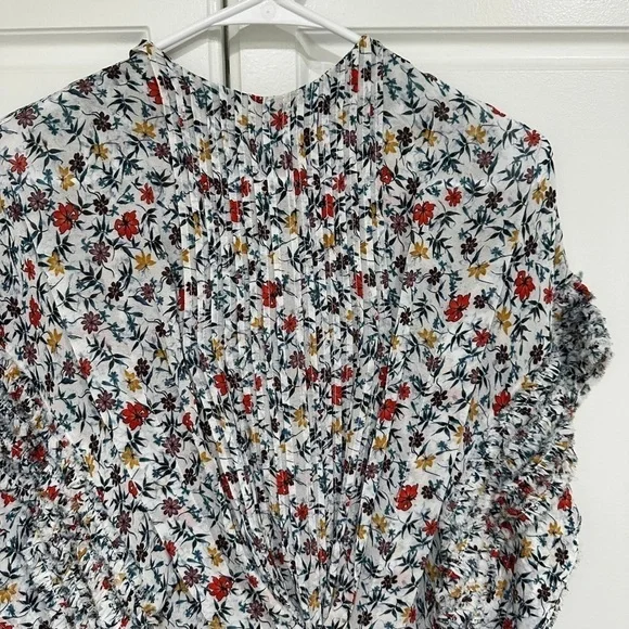 CHLOE Ruffle-trimmed Pleated Floral-print Georgette Mini Dress In Ivory …